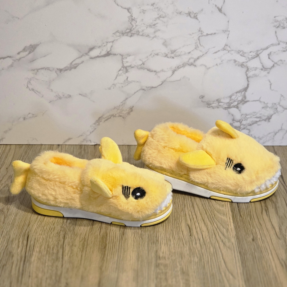Yellow Shark Plush Slippers